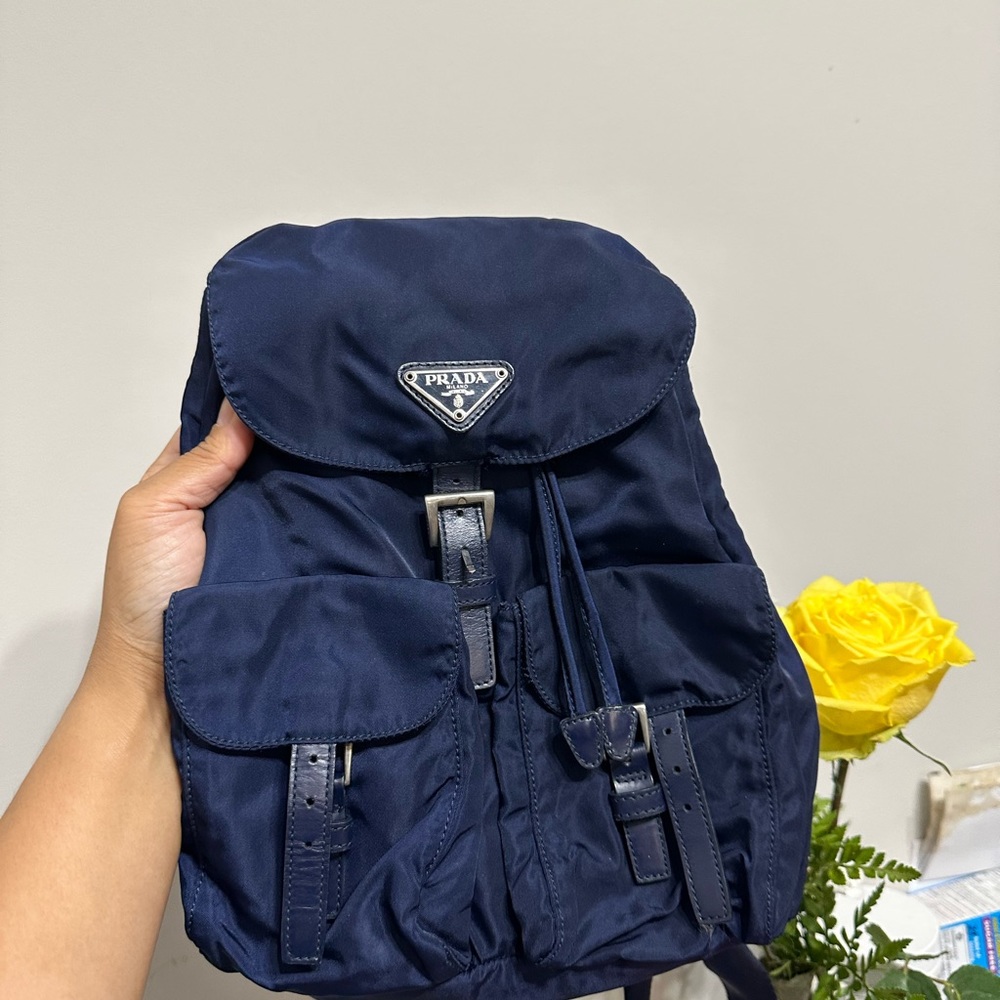 Authentic Prada Nylon backpack navy blue